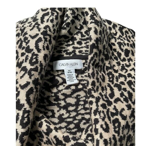 Calvin Klein Cowl Neck Tunic Sweater Medium Black Camel Cheetah Leopard Print - Picture 7 of 10